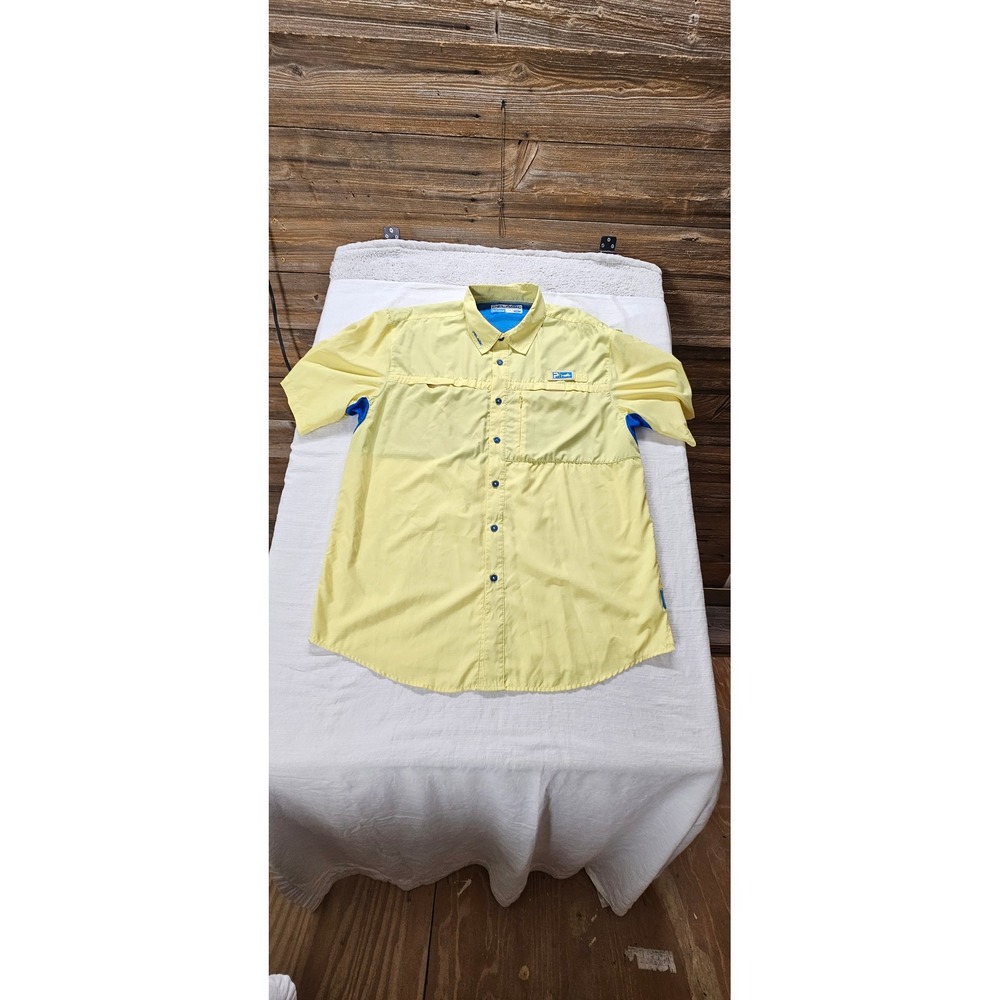 Pelagic Eclipse Guide Shirt MenXLYellow Short Sleeve Fishing Button Down Ripstop